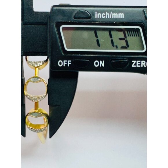 Cove Gold Over Sterling Silver 925 Open Cuff Bangle Bracelet, CZ & Glass, 6.5", - Picture 12 of 13